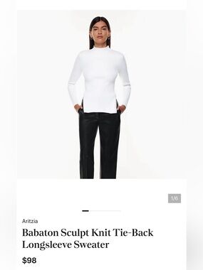 Aritzia Sculpt Knit Longsleeve Sweater in Black XS